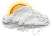 Céu muito nublado com possíveis pancadas com queda de neve