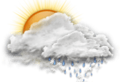 Céu muito nublado com possíveis pancadas com chuva e neve