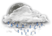 Céu muito nublado com possíveis com chuva e neve