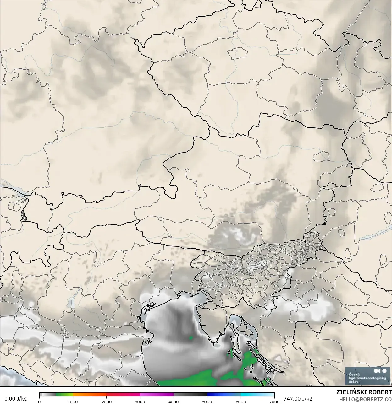 ALADIN CZ 2,3 km modelo - Áustria, CAPE