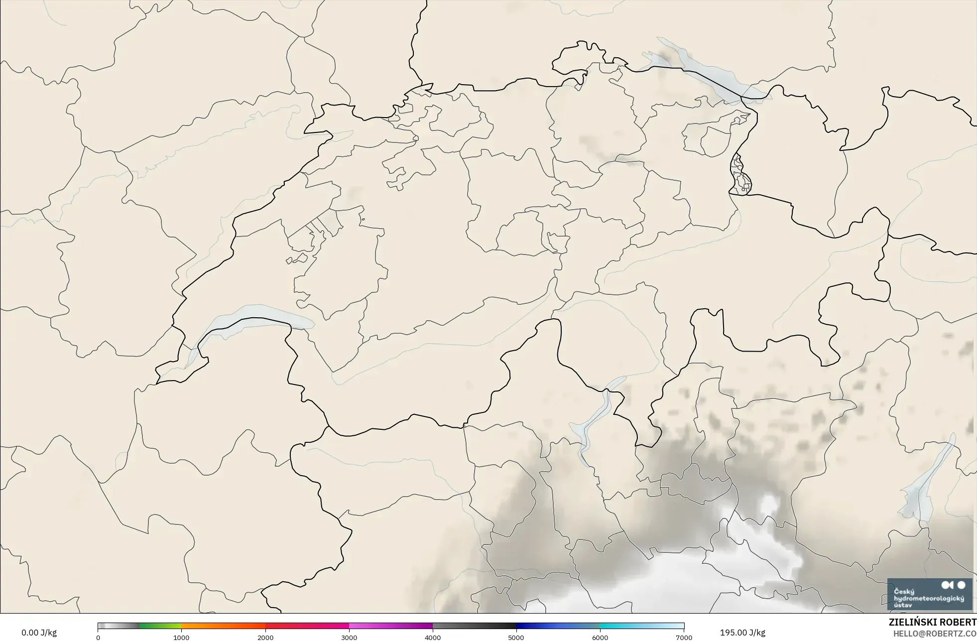 ALADIN CZ 2,3 km modelo - Suíça, CAPE