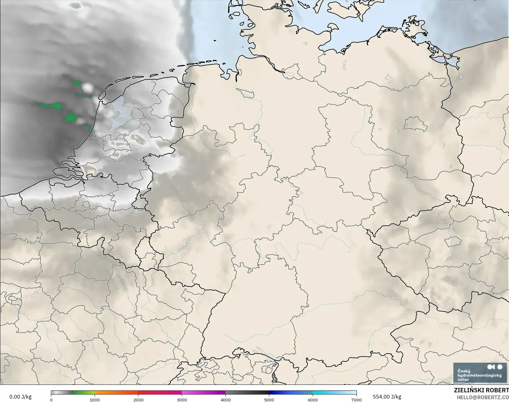ALADIN CZ 2,3 km modelo - Alemanha, CAPE