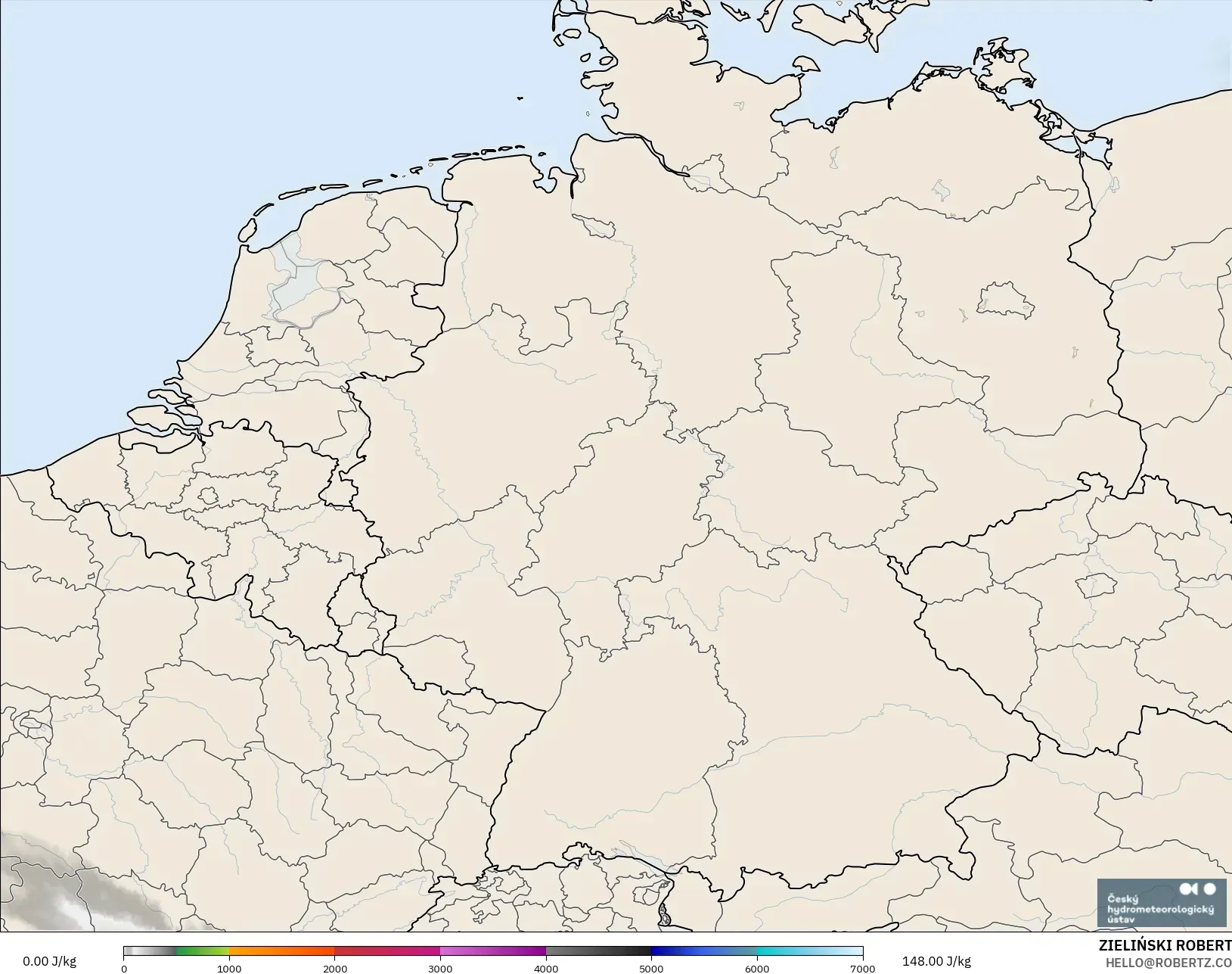 ALADIN CZ 2,3 km modelo - Alemanha, CAPE