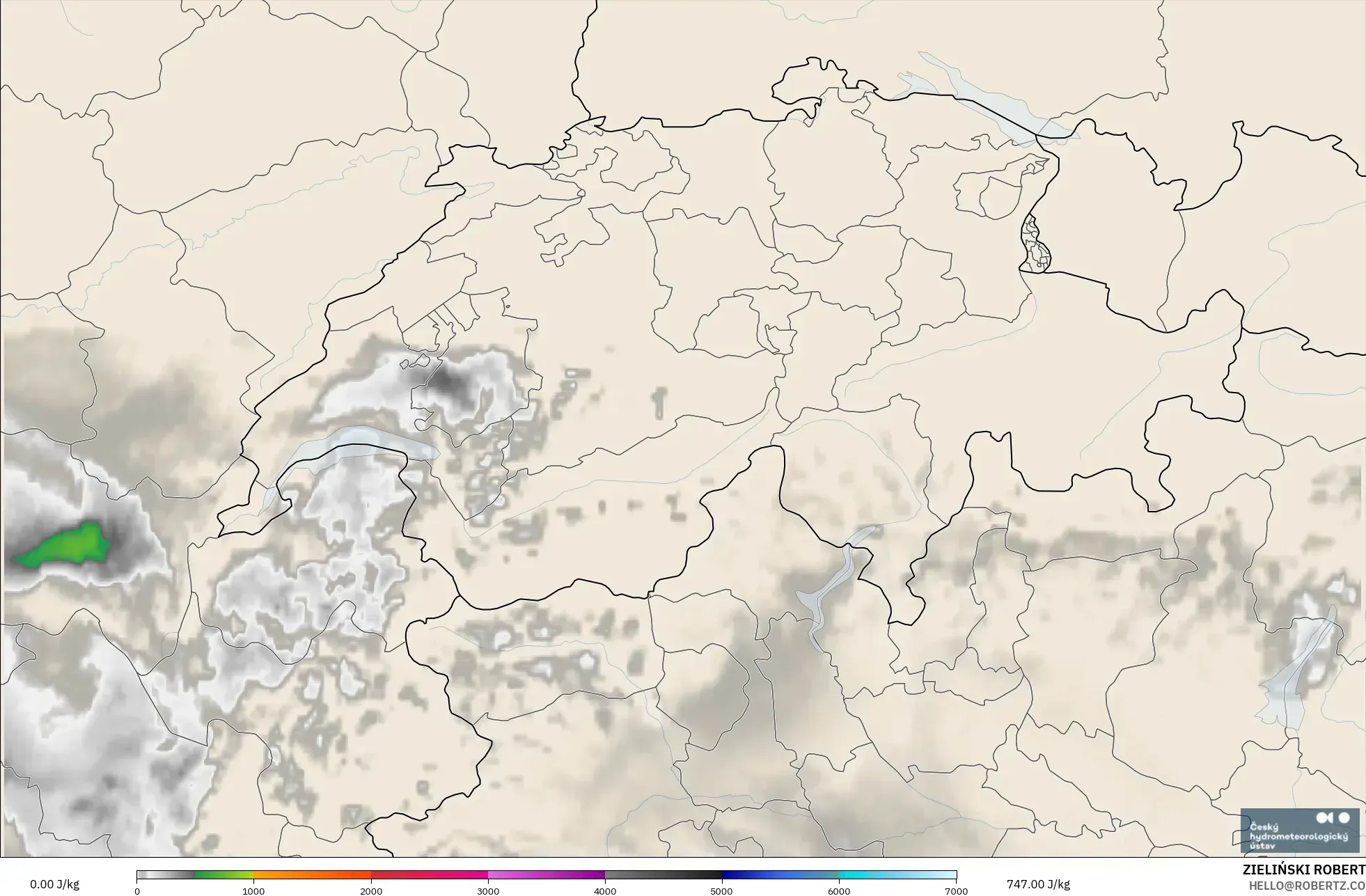ALADIN CZ 2,3 km modelo - Suíça, CAPE