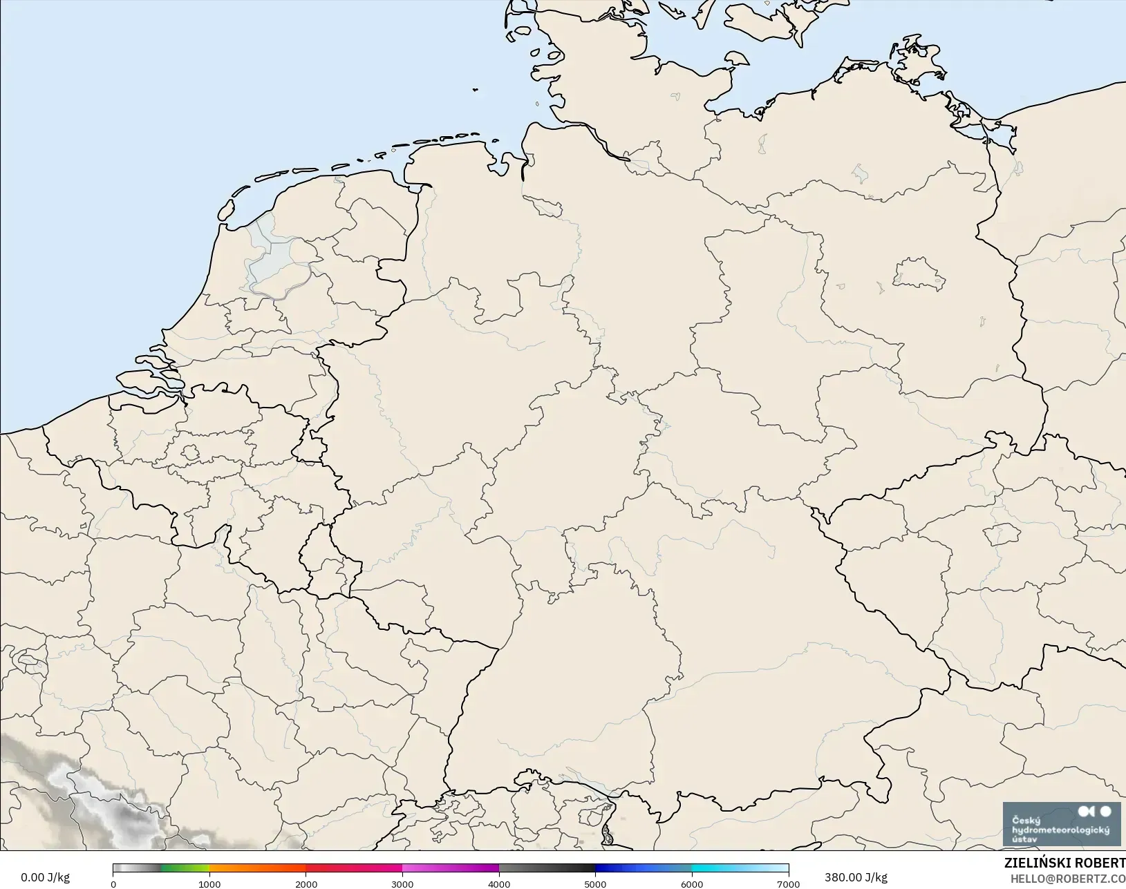 ALADIN CZ 2,3 km modelo - Alemanha, CAPE