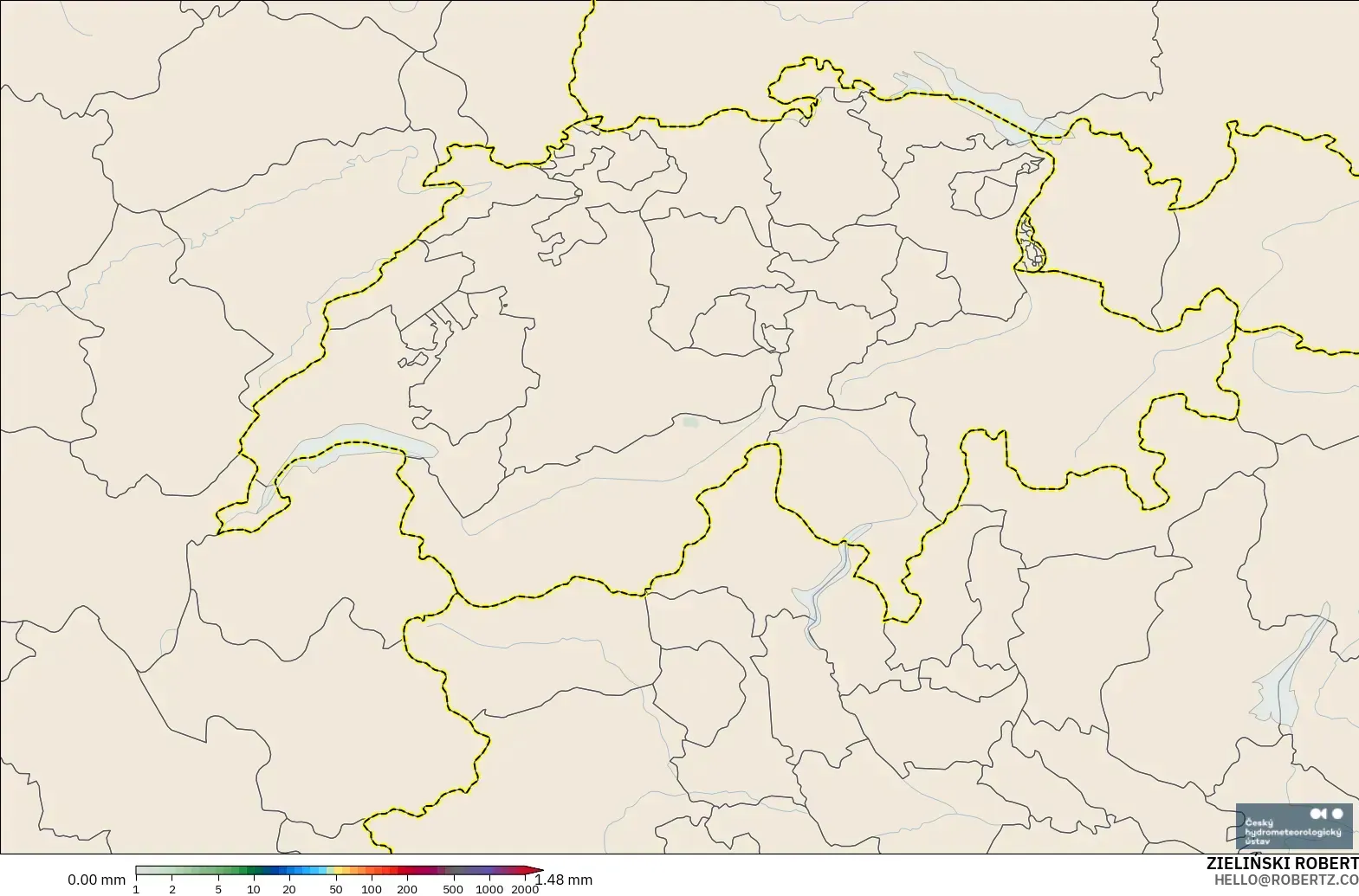 ALADIN CZ 2,3 km modelo - Suíça, Acúmulo de precipitação