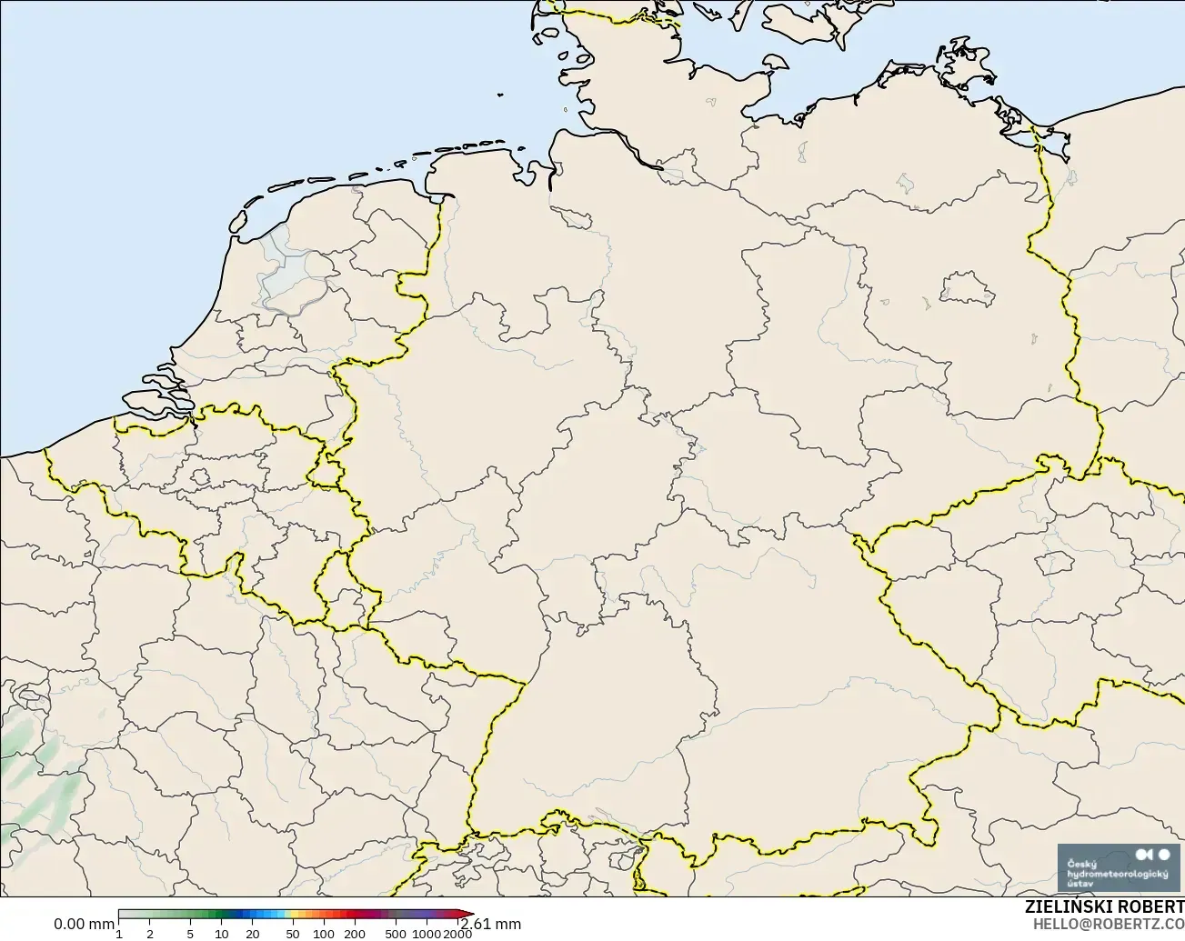 ALADIN CZ 2,3 km modelo - Alemanha, Acúmulo de precipitação