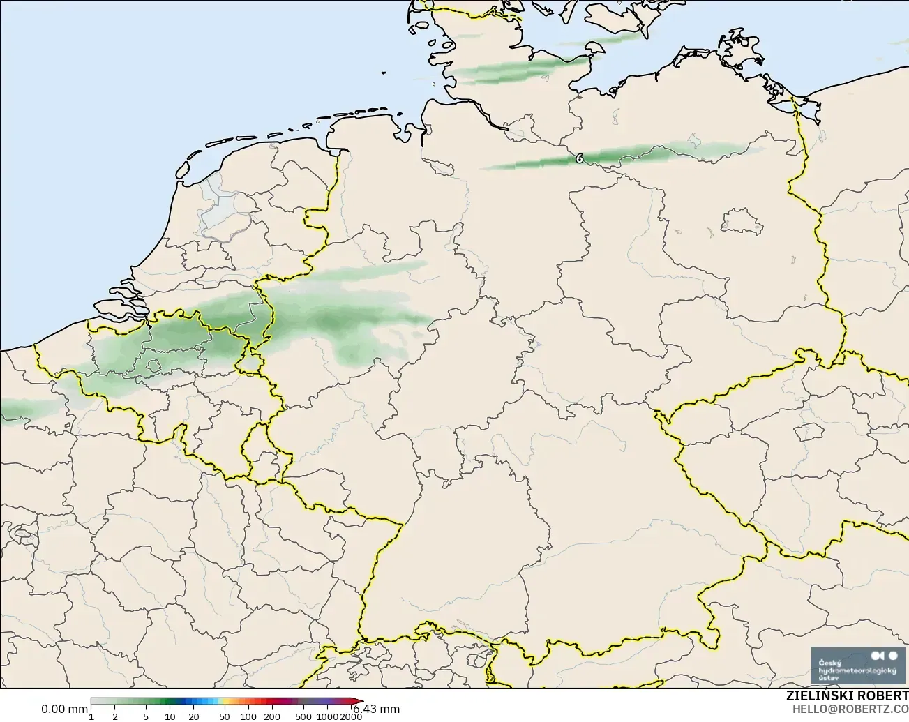 ALADIN CZ 2,3 km modelo - Alemanha, Acúmulo de precipitação