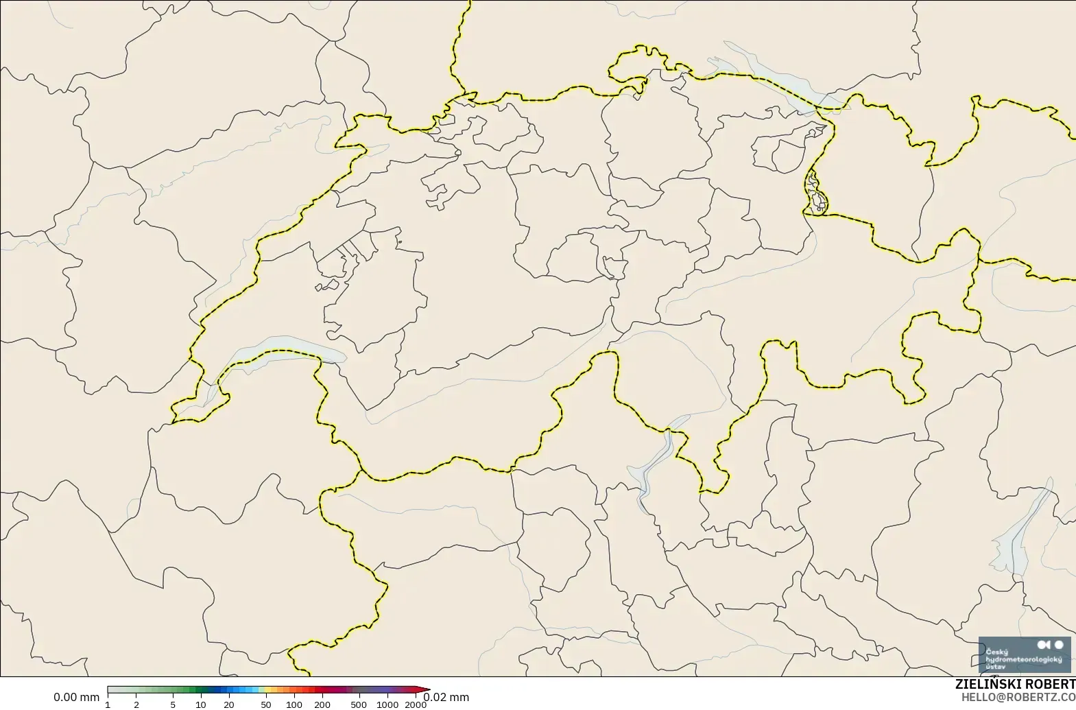 ALADIN CZ 2,3 km modelo - Suíça, Acúmulo de precipitação
