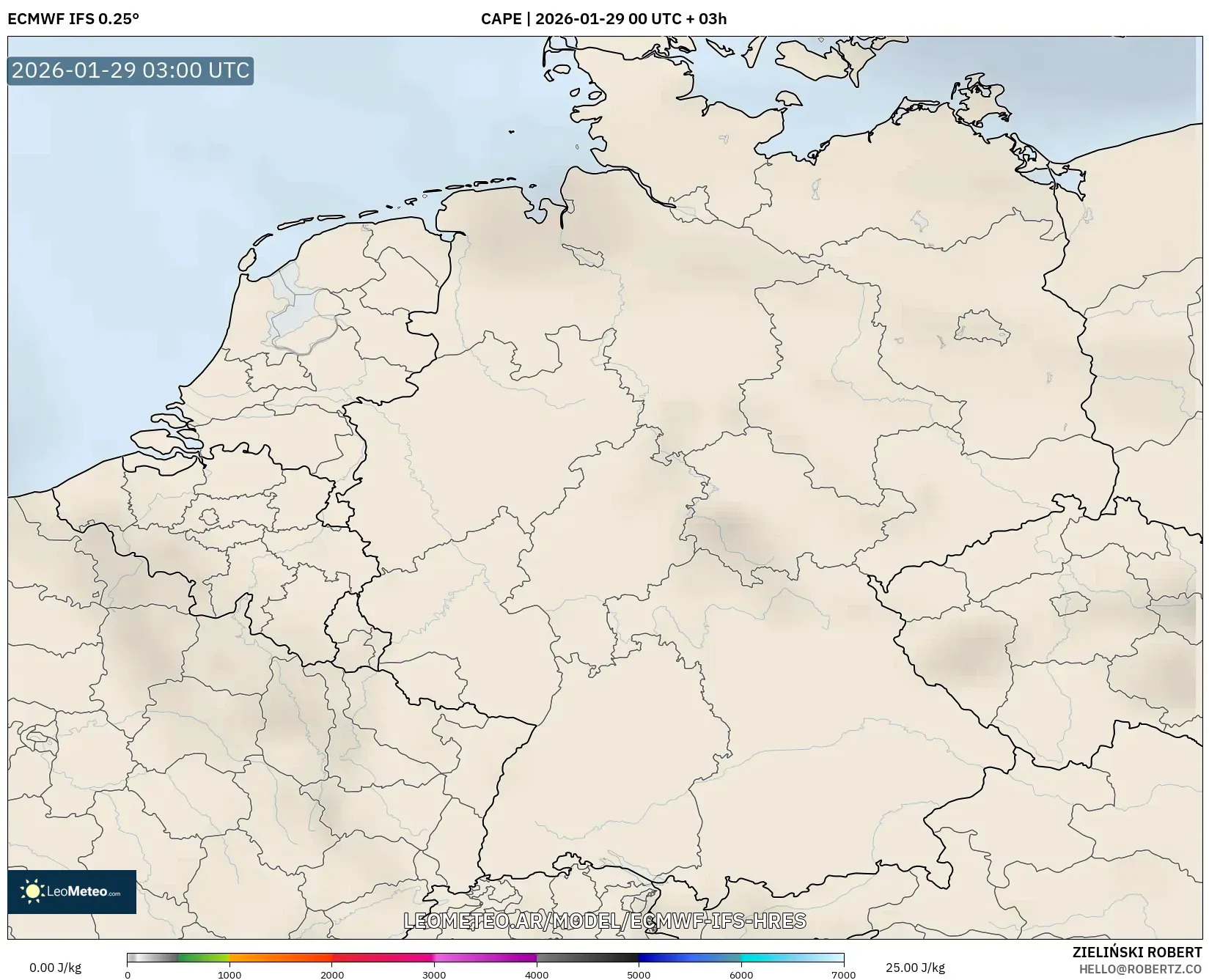 ECMWF IFS 0,25° model - Alemanha, CAPE