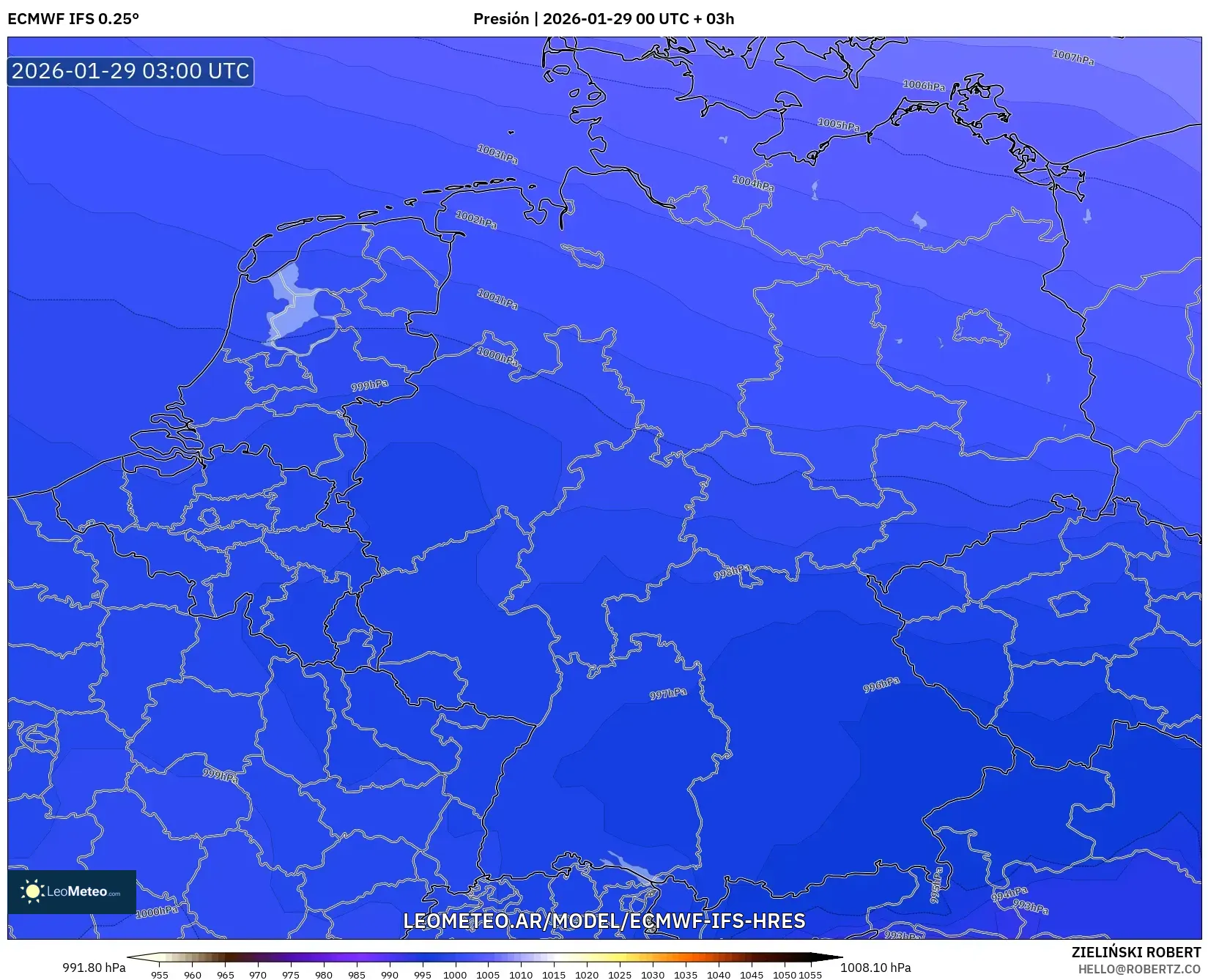 ECMWF IFS 0,25° model - Alemanha, Pressão