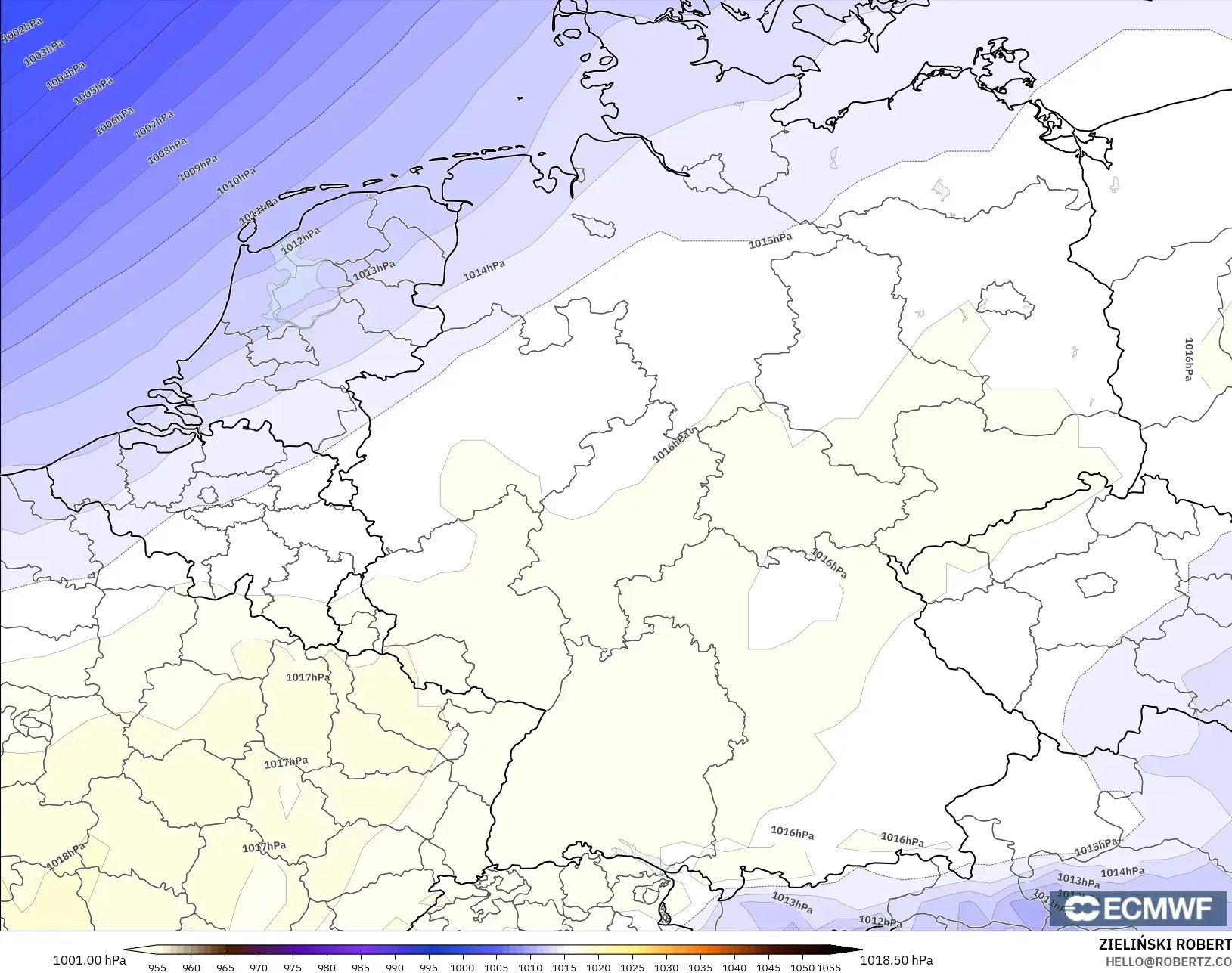 ECMWF IFS 0,25° modelo - Alemanha, Pressão