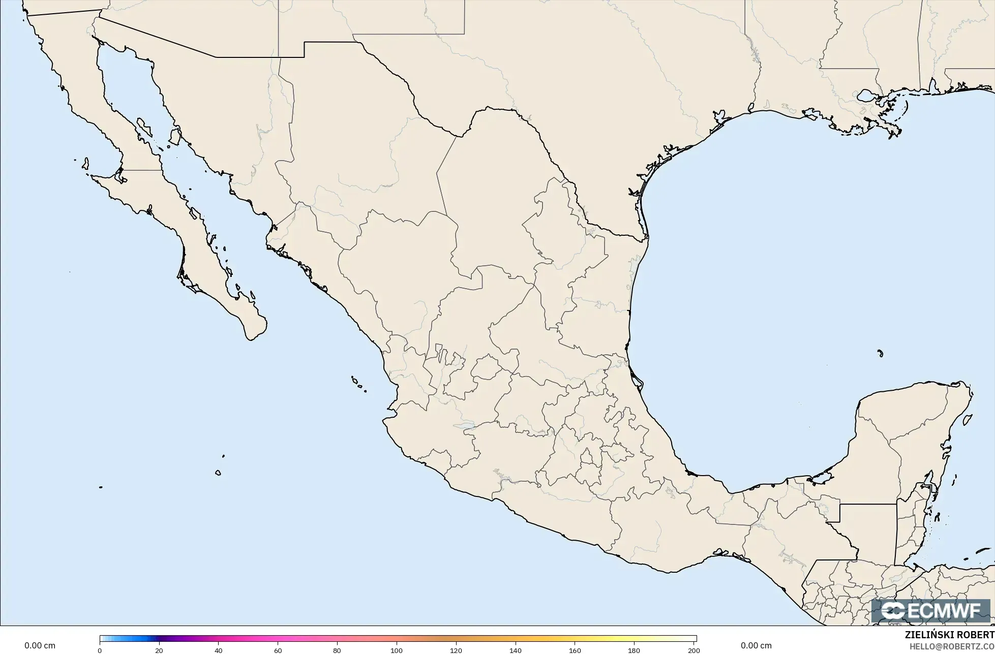 ECMWF IFS 0,25° modelo - México, Profundidade da neve