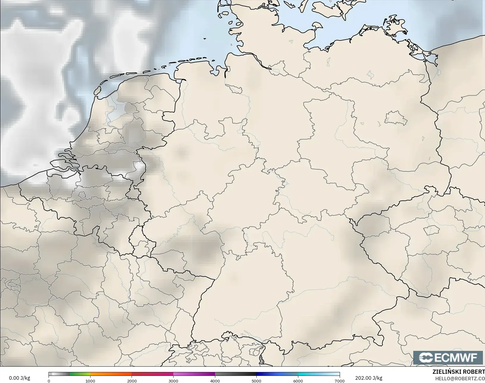 ECMWF IFS 0,25° modelo - Alemanha, CAPE