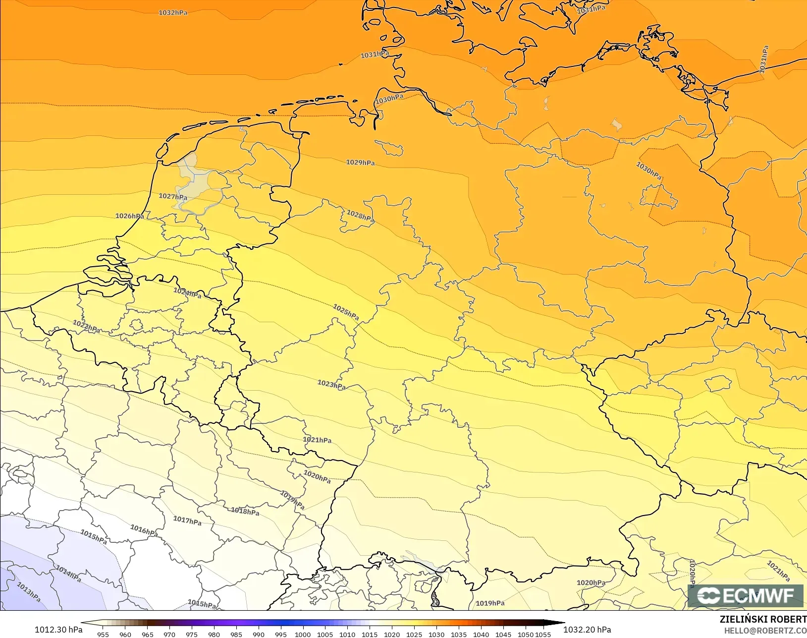 ECMWF IFS 0,25° modelo - Alemanha, Pressão