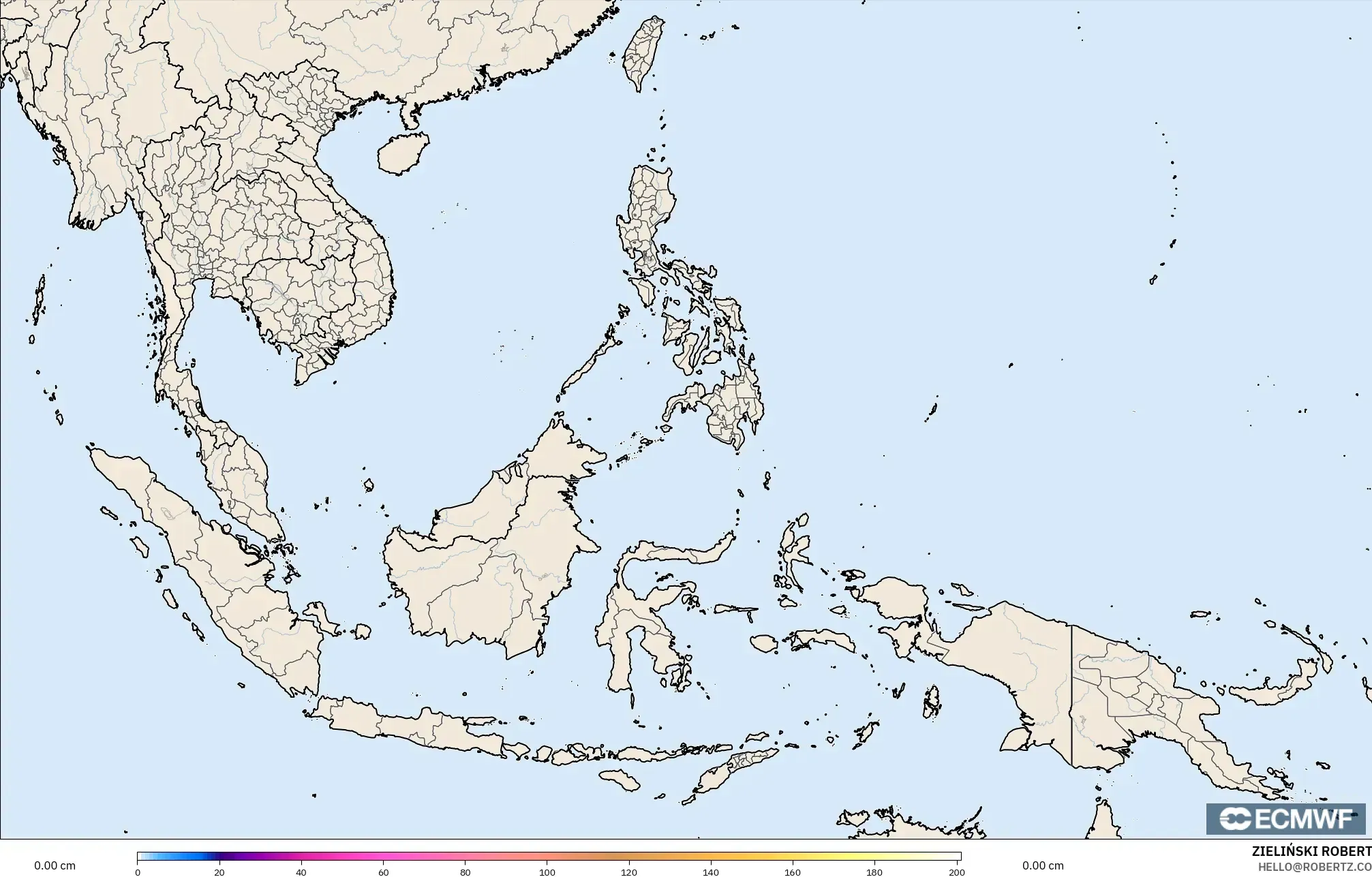 ECMWF IFS 0,25° modelo - Sudeste Asiático, Profundidade da neve