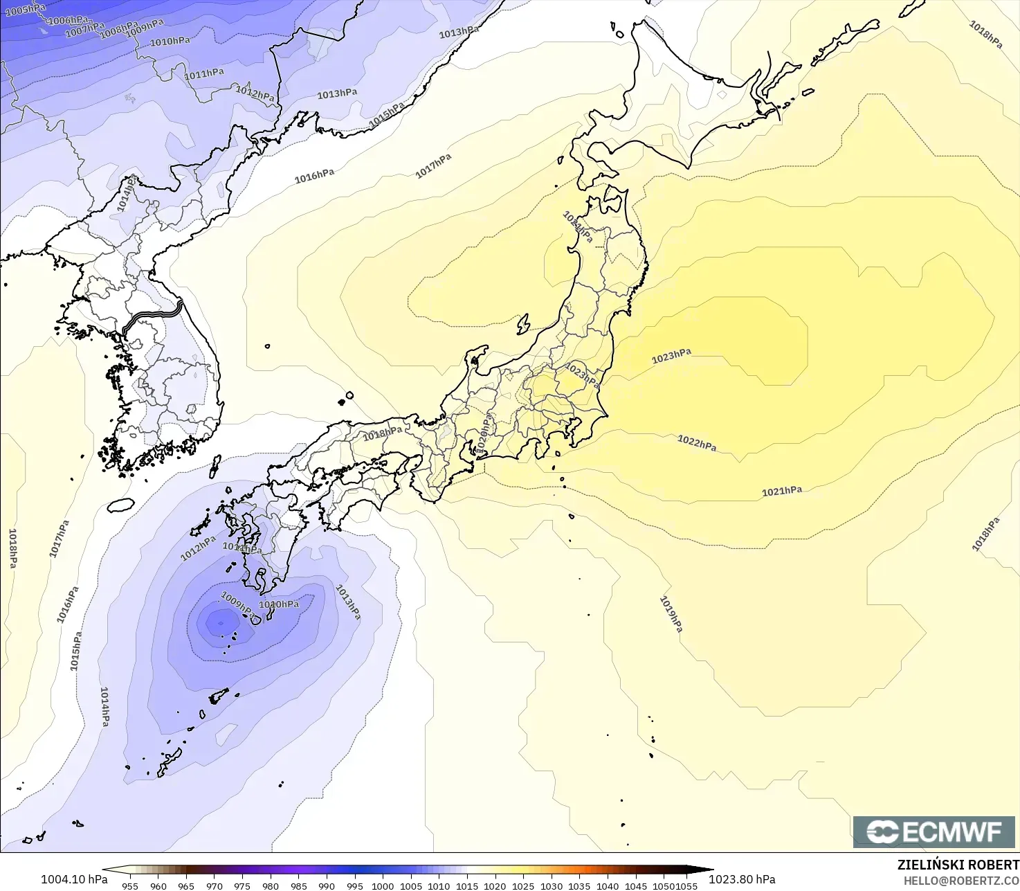 ECMWF IFS 0,25° modelo - Japão, Pressão