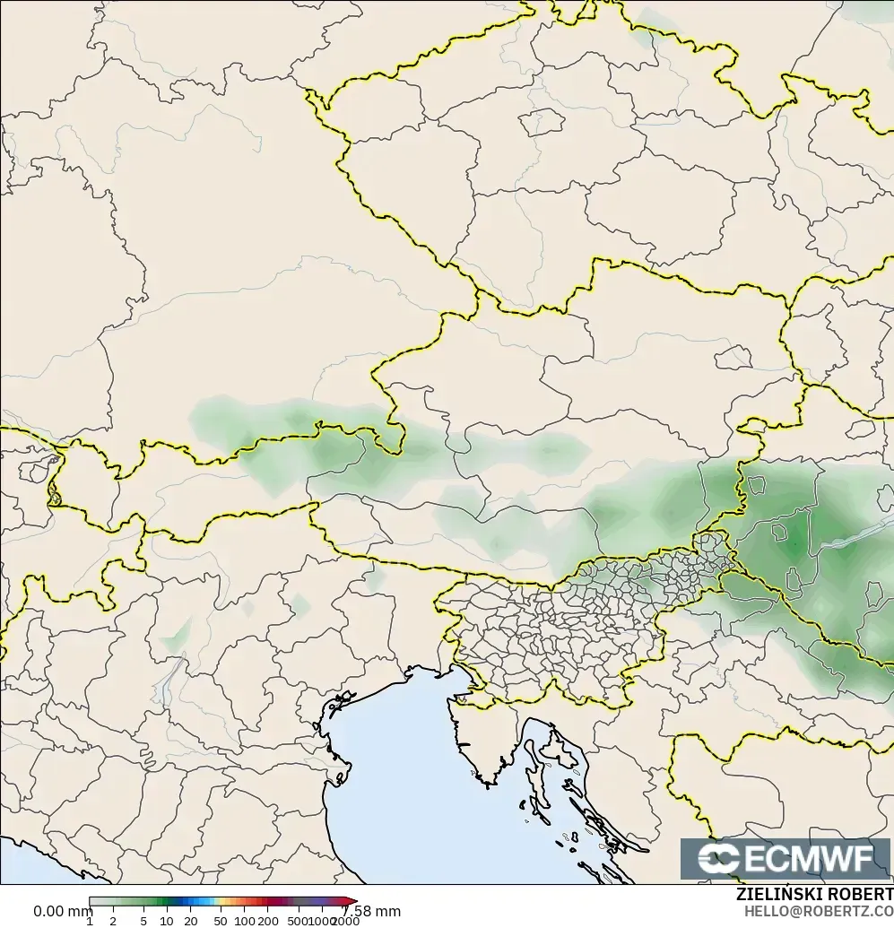 ECMWF IFS 0,25° modelo - Áustria, Acúmulo de precipitação