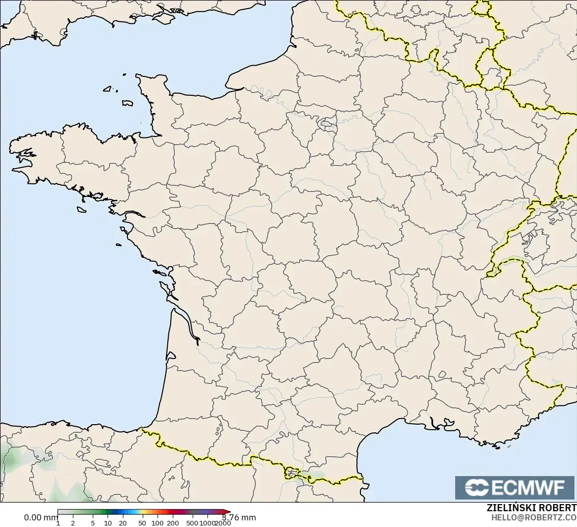 ECMWF IFS 0,25° modelo - França, Acúmulo de precipitação