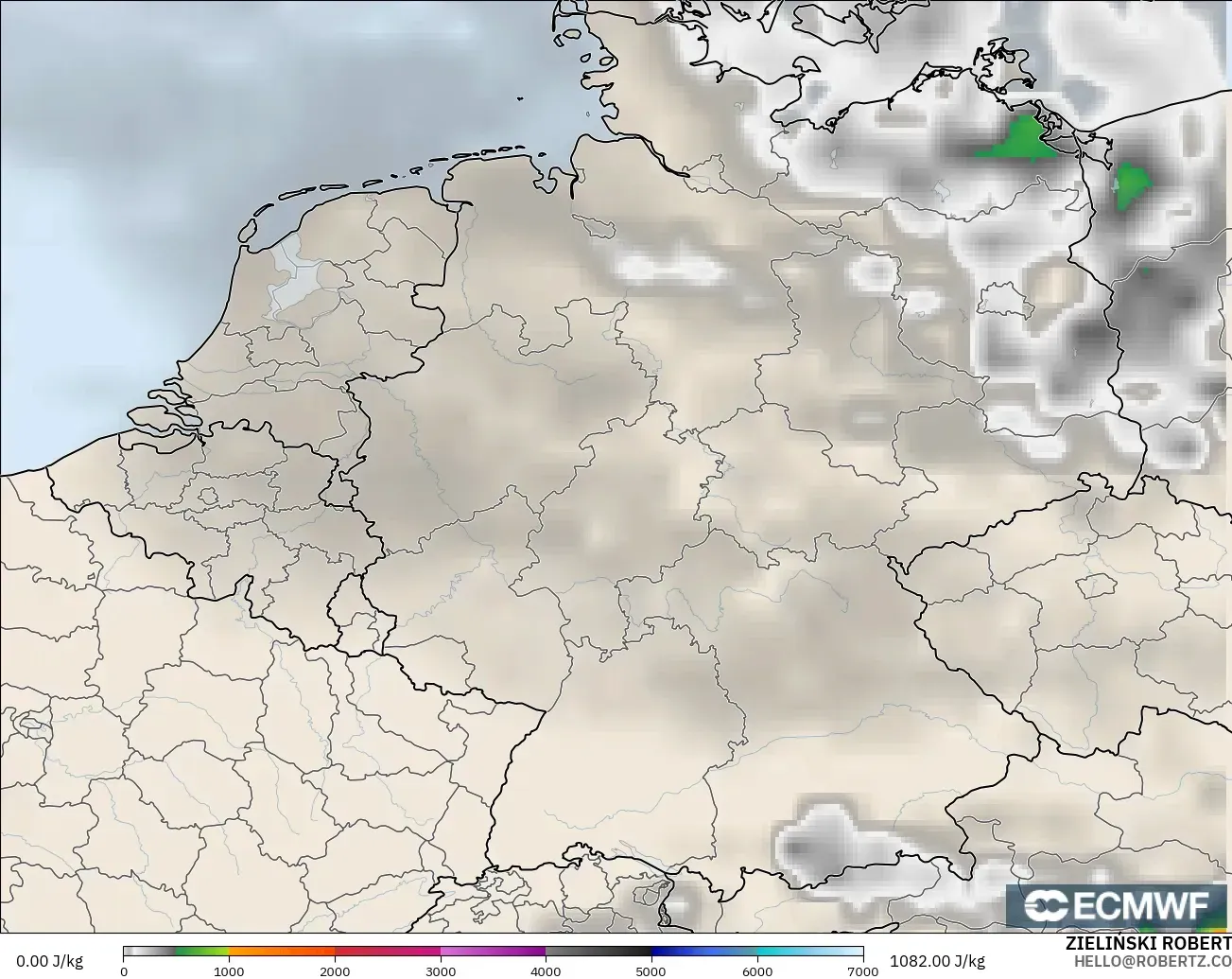 ECMWF IFS 0,25° modelo - Alemanha, CAPE