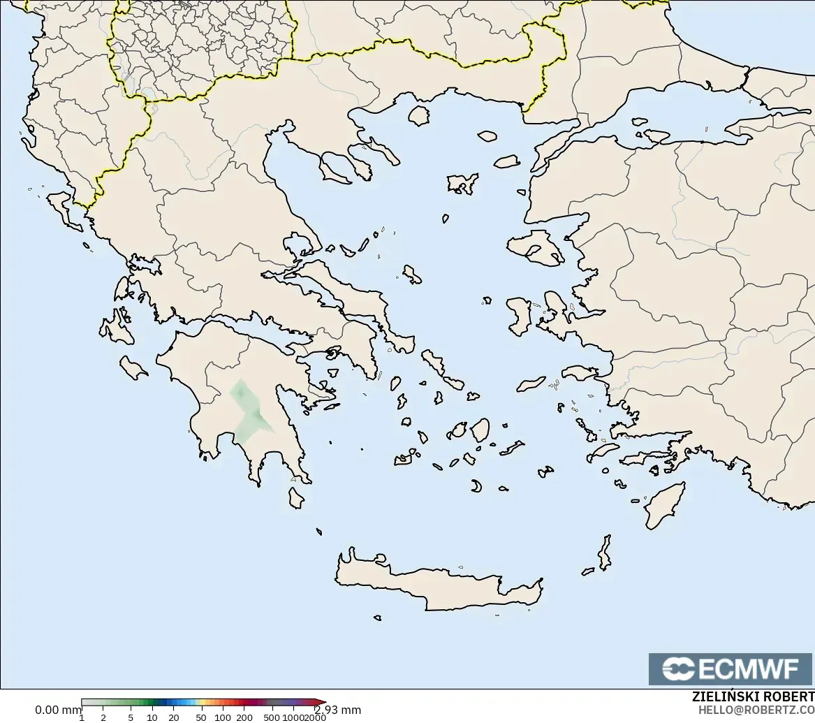 ECMWF IFS 0,25° modelo - Grécia, Acúmulo de precipitação