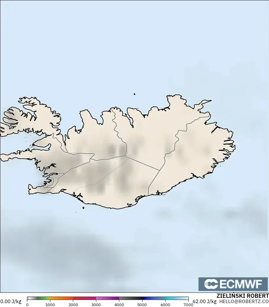 ECMWF IFS 0,25° modelo - Islândia, CAPE