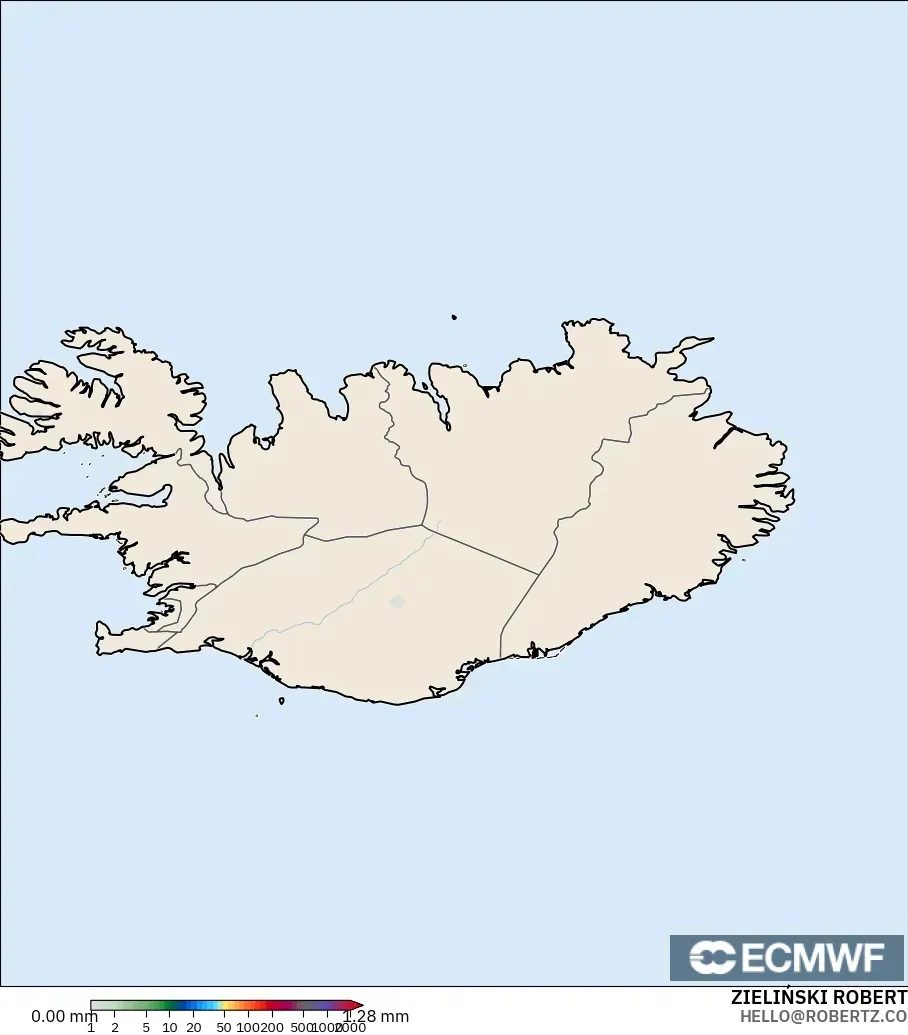 ECMWF IFS 0,25° modelo - Islândia, Acúmulo de precipitação
