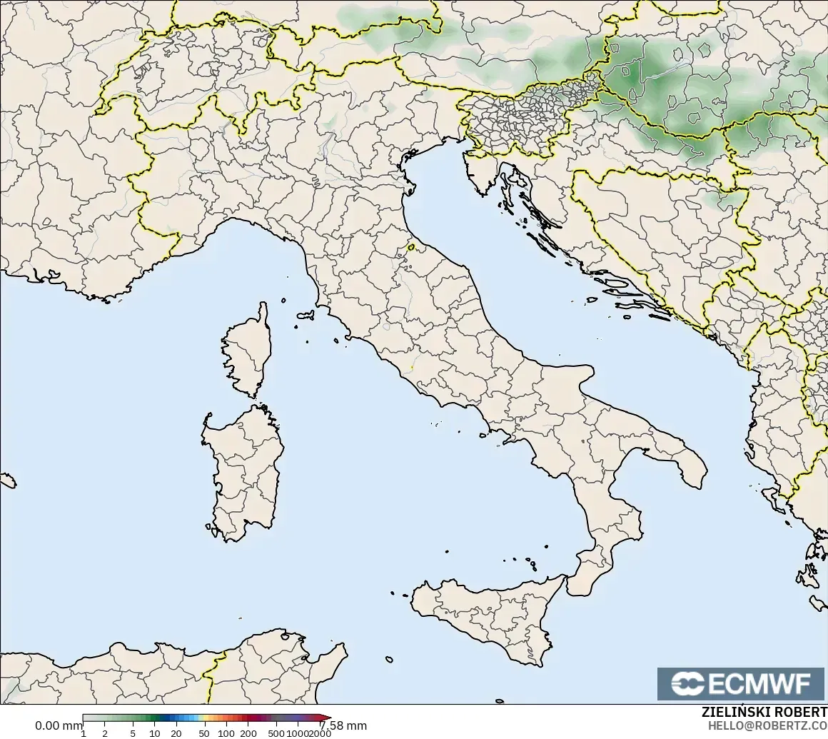 ECMWF IFS 0,25° modelo - Itália, Acúmulo de precipitação