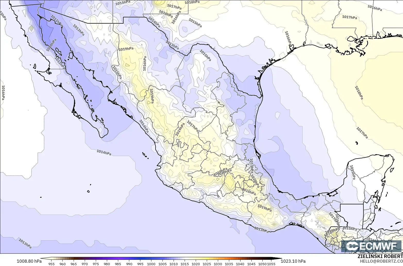 ECMWF IFS 0,25° modelo - México, Pressão