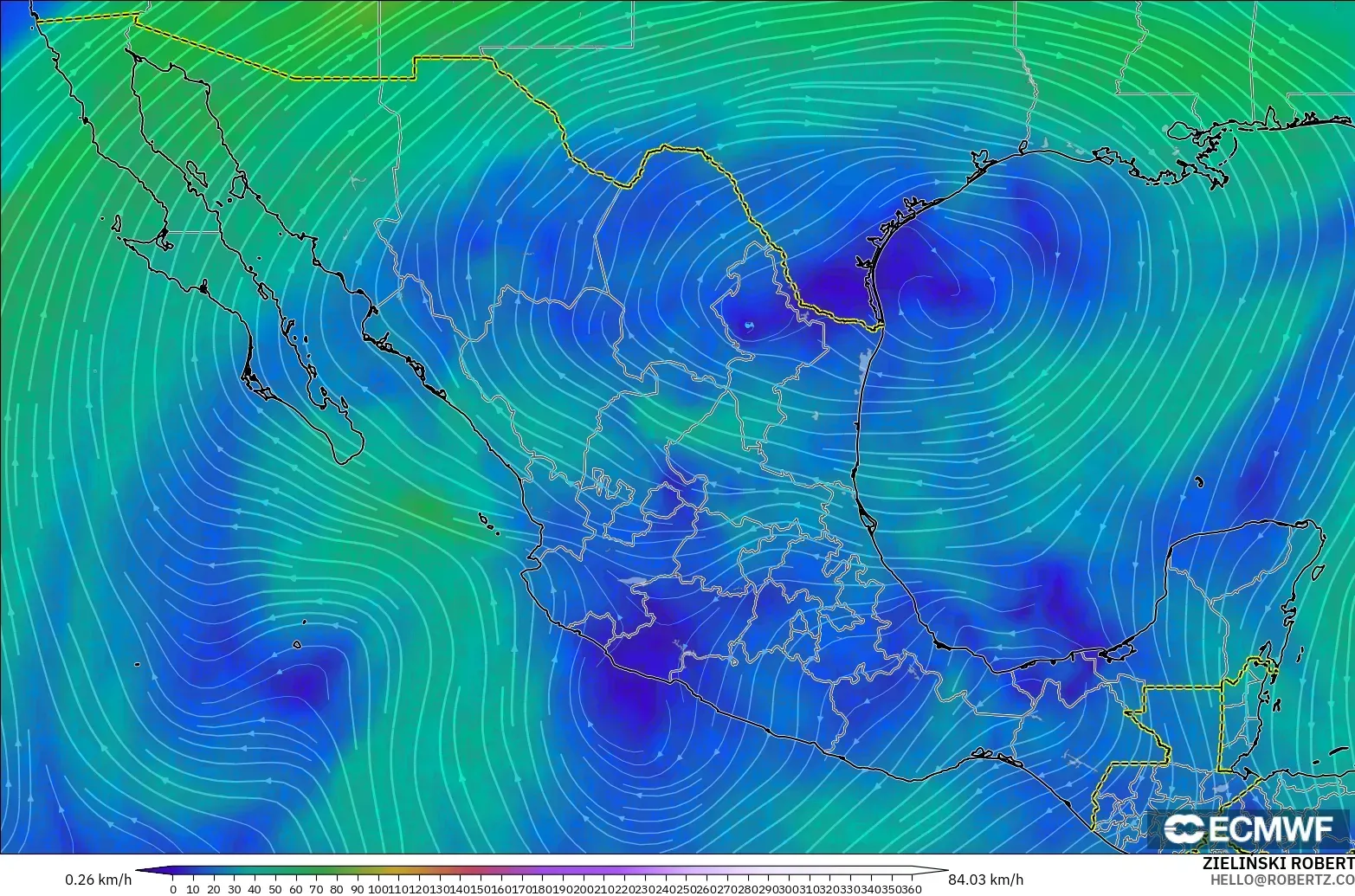 ECMWF IFS 0,25° modelo - México, Vento a 300 hPa (corrente em jato)