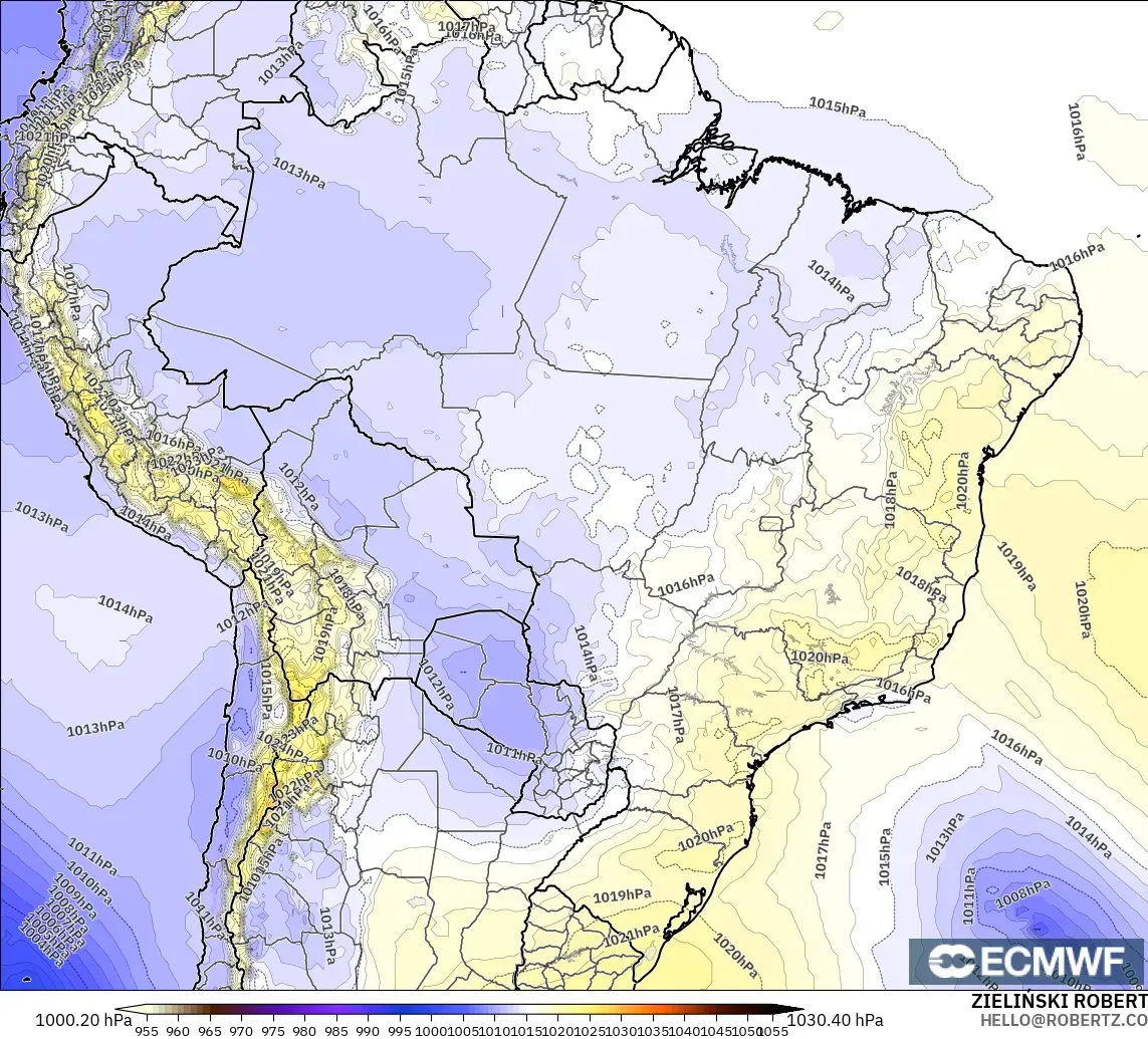 ECMWF IFS 0,25° modelo - Brasil, Pressão
