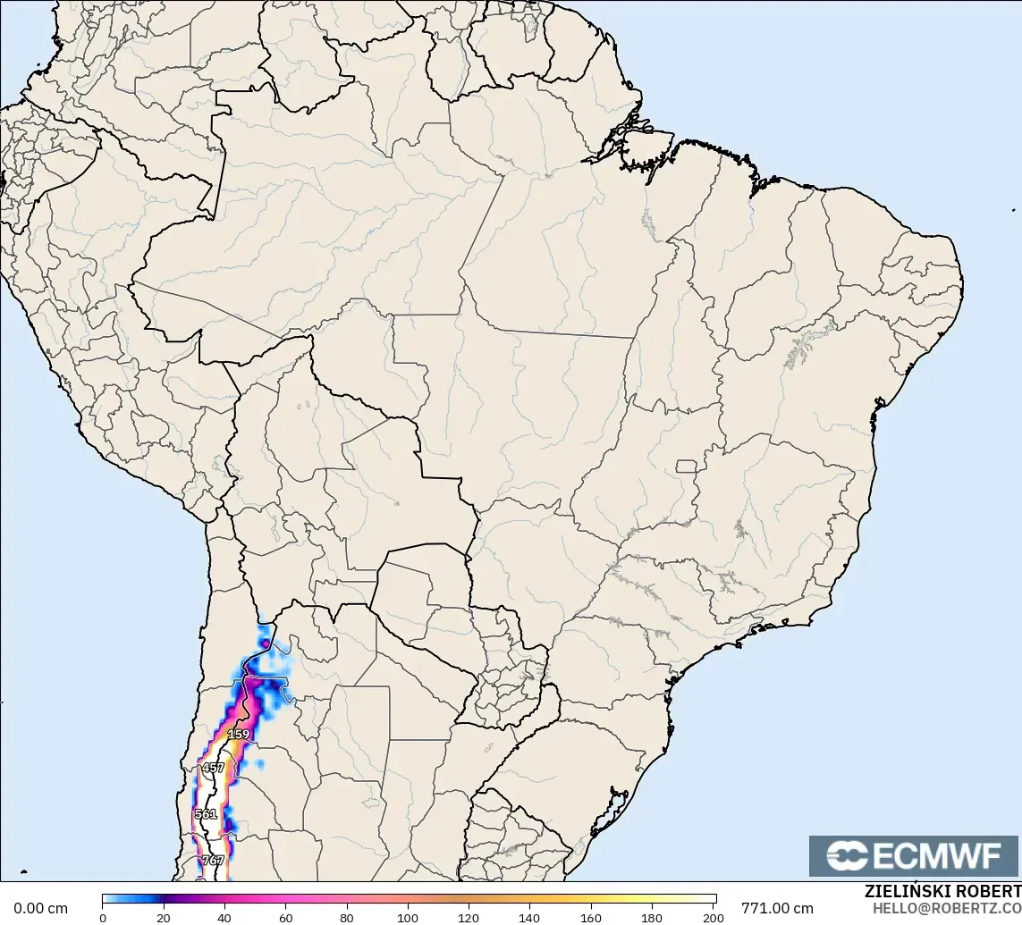ECMWF IFS 0,25° modelo - Brasil, Profundidade da neve