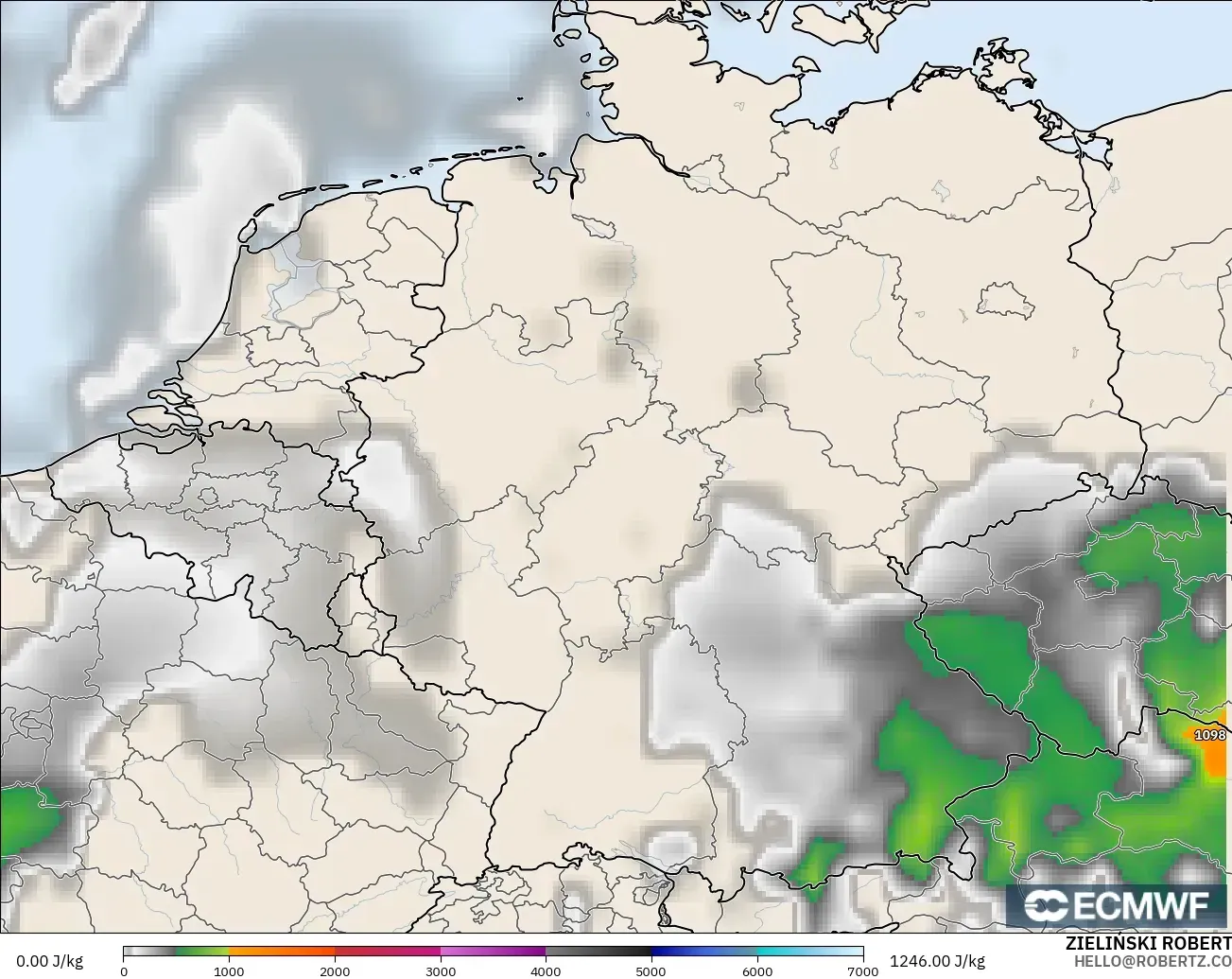 ECMWF IFS 0,25° modelo - Alemanha, CAPE