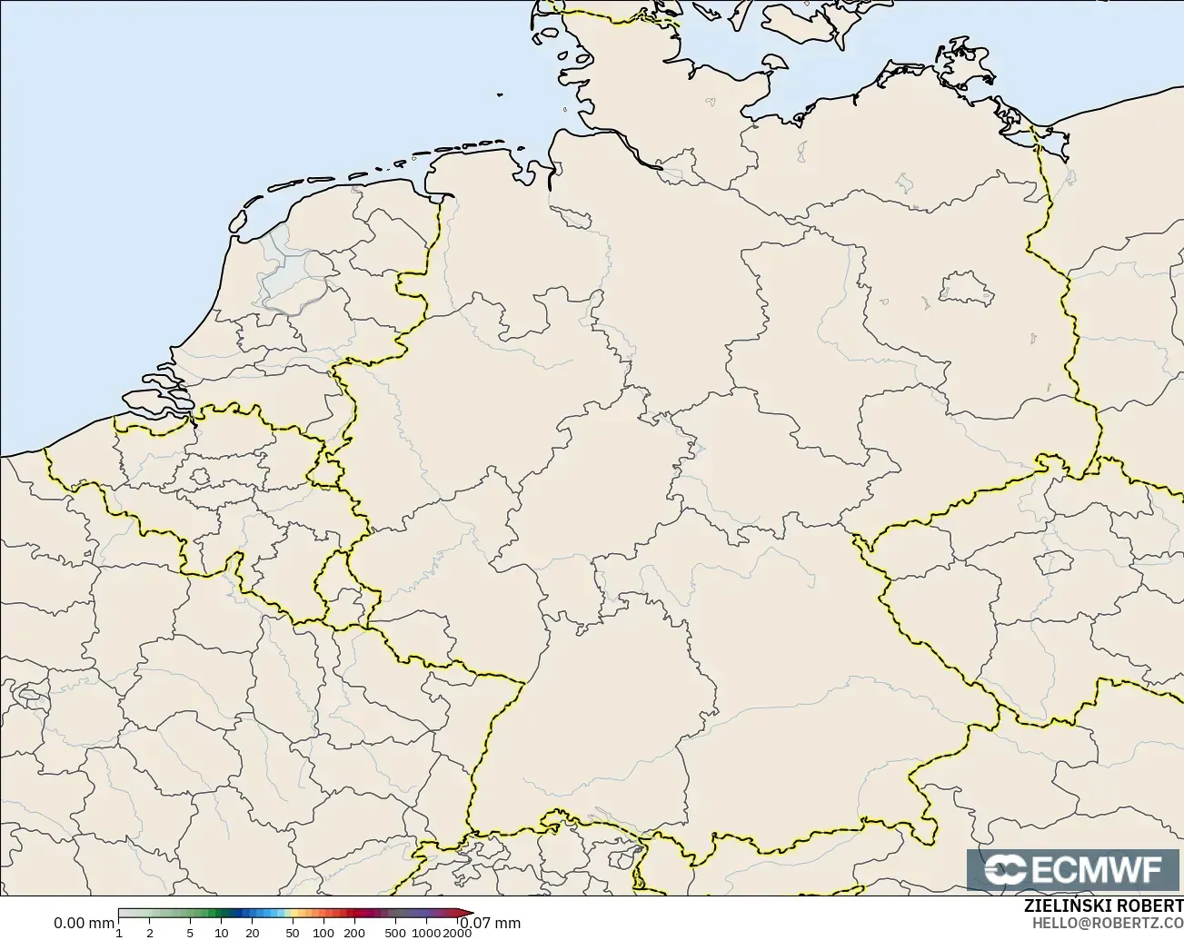 ECMWF IFS 0,25° modelo - Alemanha, Acúmulo de precipitação