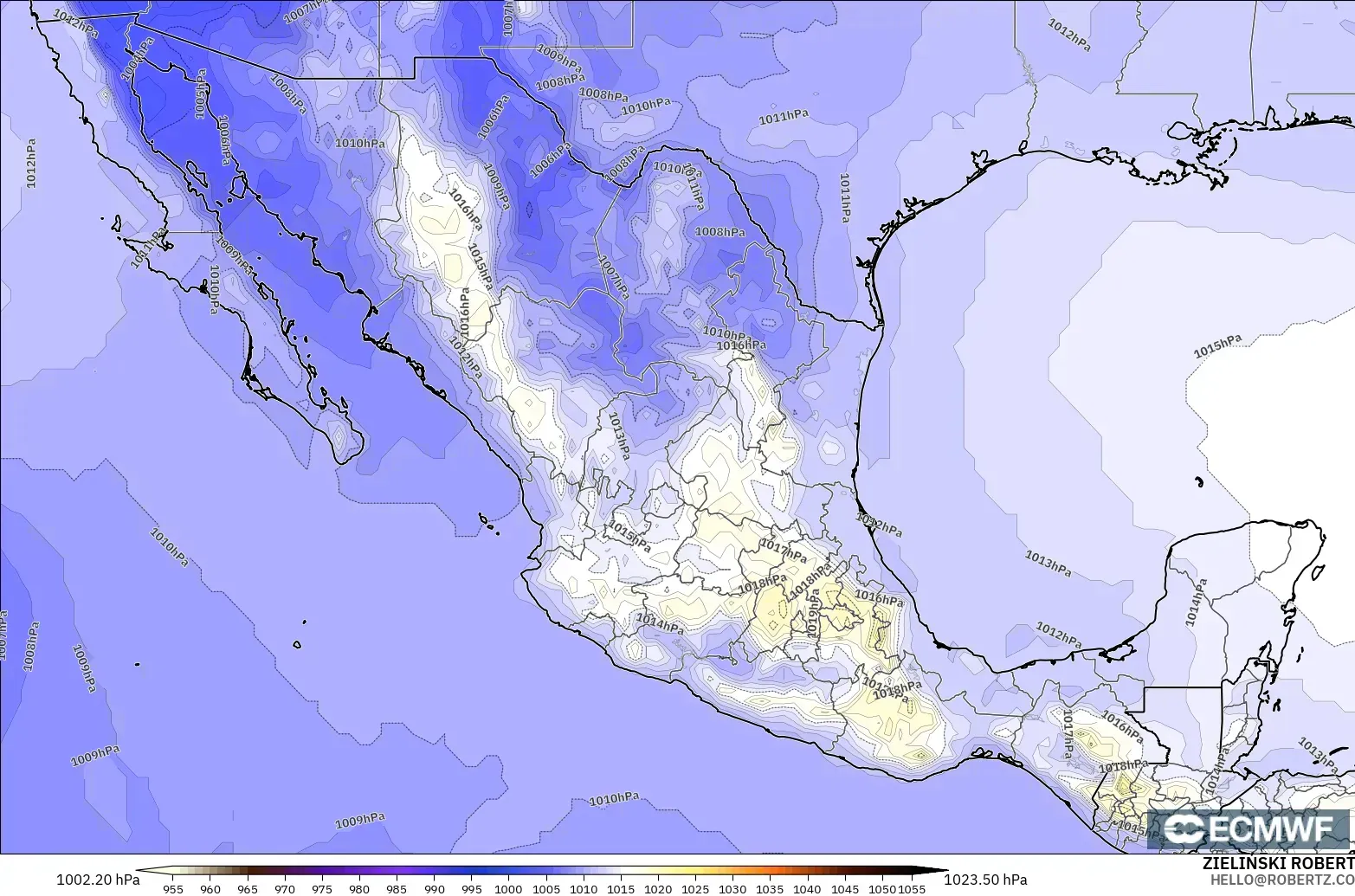 ECMWF IFS 0,25° modelo - México, Pressão