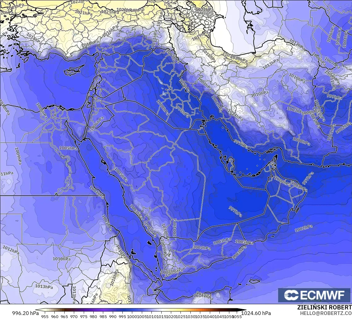 ECMWF IFS 0,25° modelo - Oriente Médio, Pressão