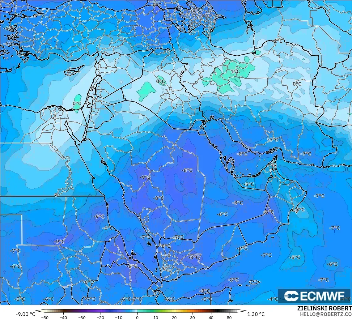 ECMWF IFS 0,25° modelo - Oriente Médio, Temperatura a 500 hPa