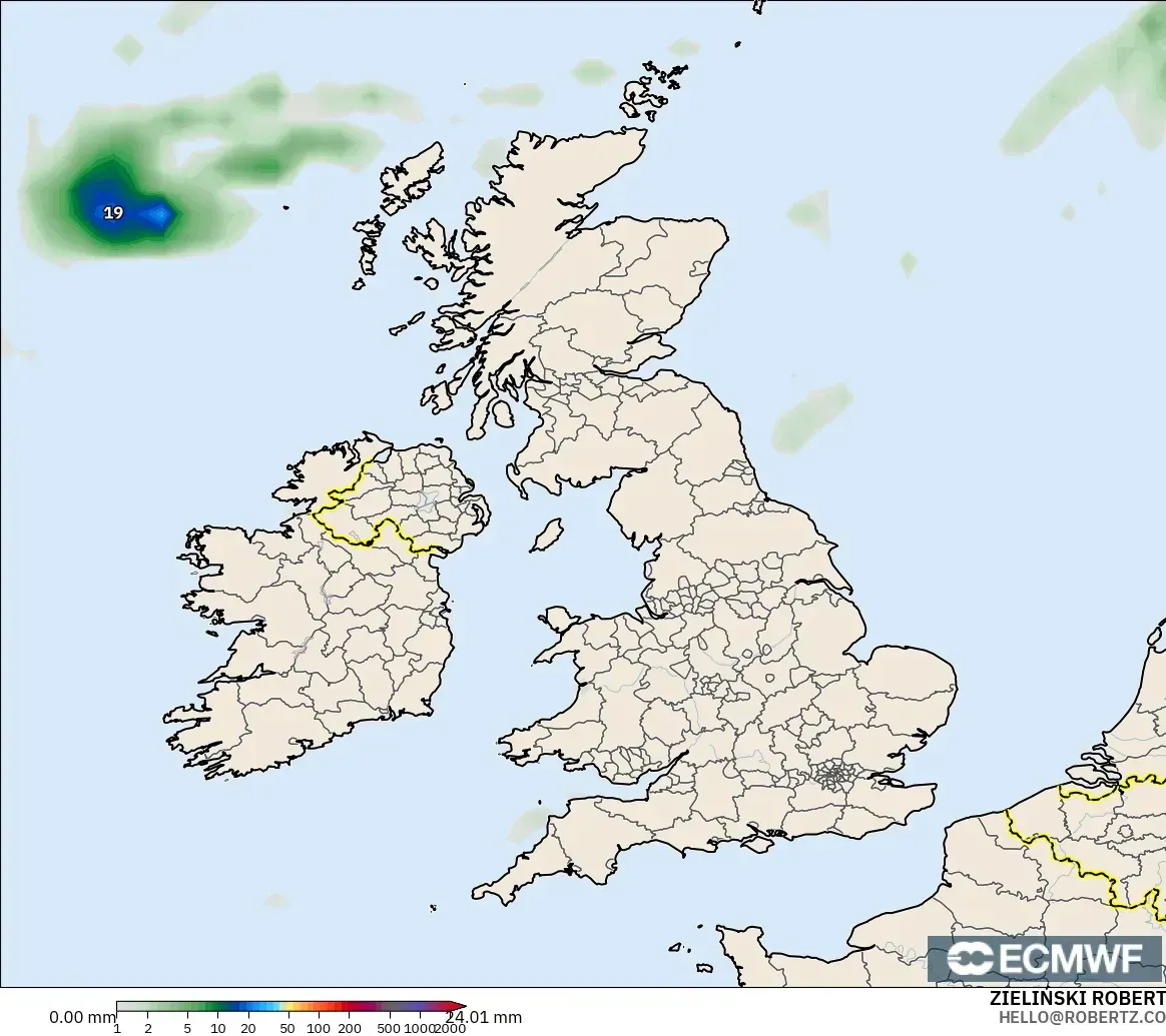 ECMWF IFS 0,25° modelo - Reino Unido, Acúmulo de precipitação