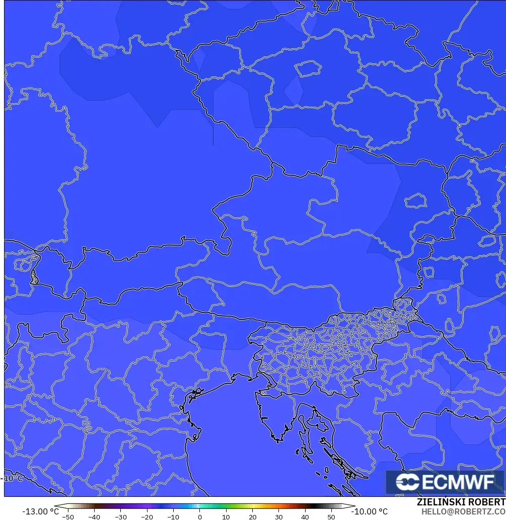 ECMWF IFS 0,25° modelo - Áustria, Temperatura a 500 hPa