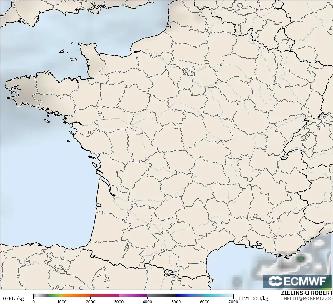 ECMWF IFS 0,25° modelo - França, CAPE