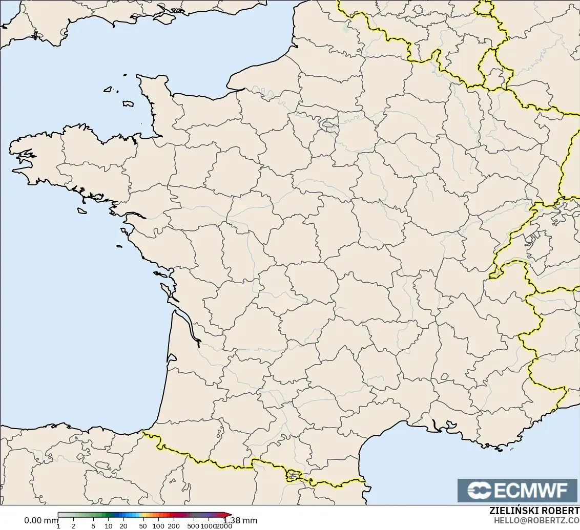 ECMWF IFS 0,25° modelo - França, Acúmulo de precipitação