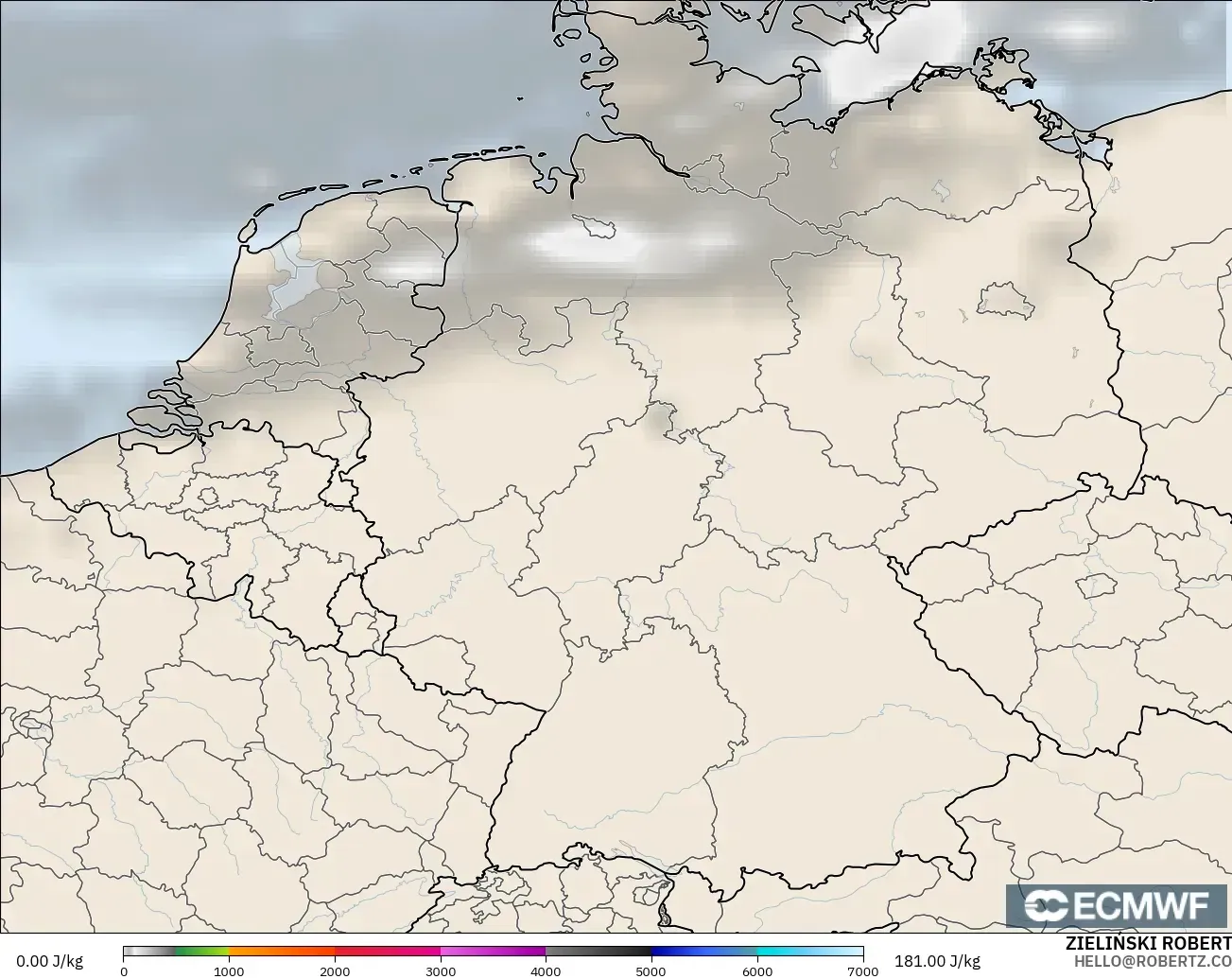 ECMWF IFS 0,25° modelo - Alemanha, CAPE