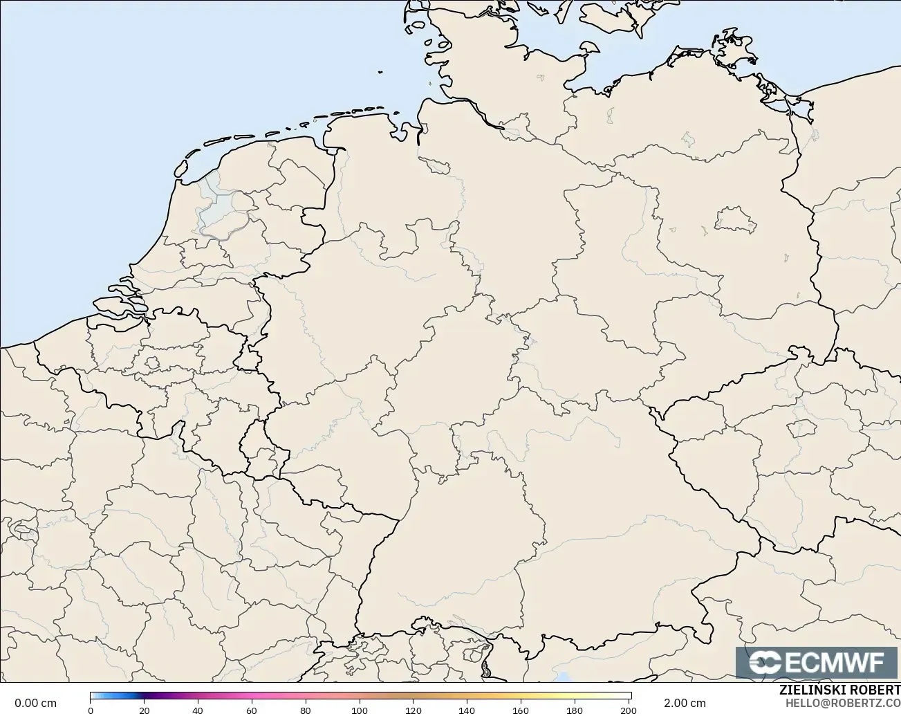 ECMWF IFS 0,25° modelo - Alemanha, Profundidade da neve