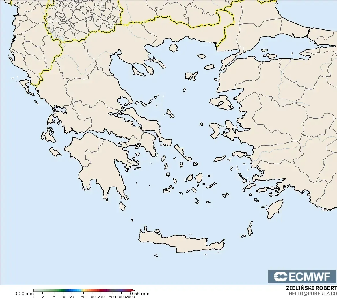 ECMWF IFS 0,25° modelo - Grécia, Acúmulo de precipitação