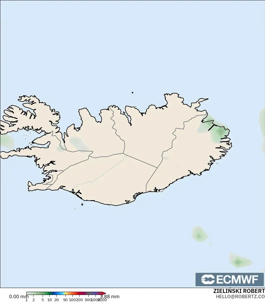 ECMWF IFS 0,25° modelo - Islândia, Acúmulo de precipitação