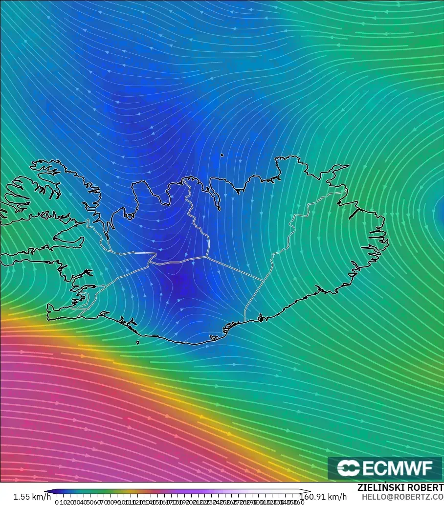 ECMWF IFS 0,25° modelo - Islândia, Vento a 300 hPa (corrente em jato)