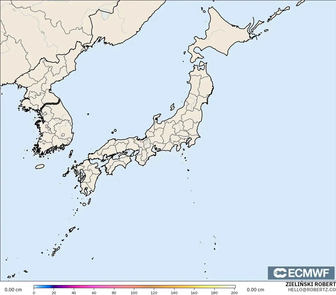 ECMWF IFS 0,25° modelo - Japão, Profundidade da neve