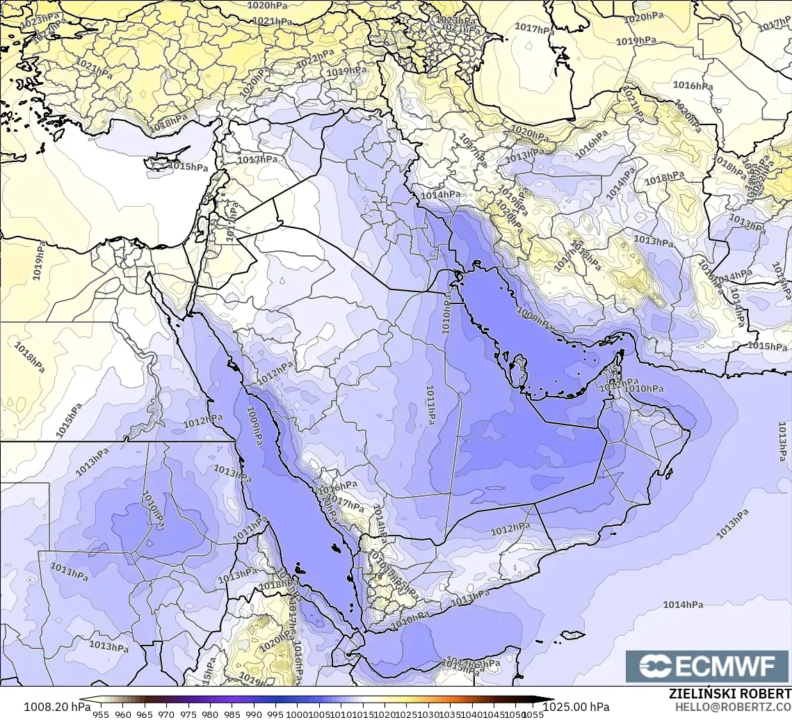 ECMWF IFS 0,25° modelo - Oriente Médio, Pressão