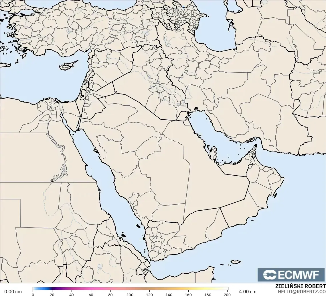 ECMWF IFS 0,25° modelo - Oriente Médio, Profundidade da neve