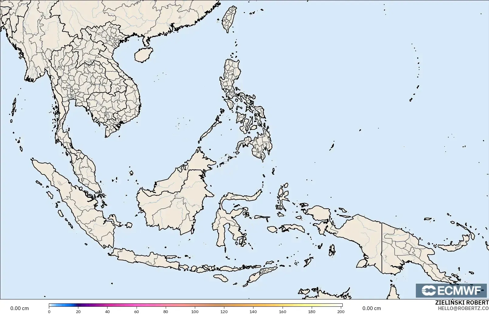 ECMWF IFS 0,25° modelo - Sudeste Asiático, Profundidade da neve